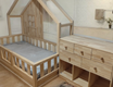 Wooden Roofed Bed & Dresser