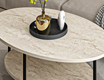 Elis Coffee Table (Metal Legs)  - Travertine