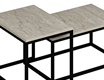 Minar Leka Modern Coffee Table (Metal Legs) - Travertine