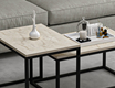 Minar Leka Modern Coffee Table (Metal Legs) - Travertine