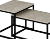 Minar Leka Modern Coffee Table (Metal Legs) - Travertine