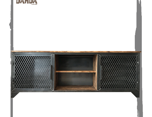 Walnut and Metal TV Unit