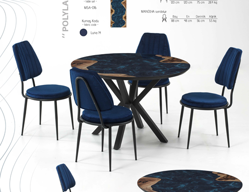 POLYLAC TABLE SET ROUND SEA