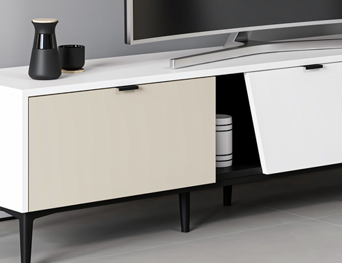 Yelena Tv Unit - White/Black/Sandstone