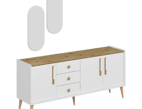 Mitra Console & Mirror - White/Artisan