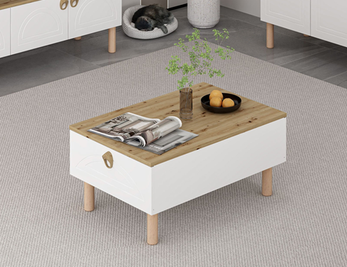 Lotus Coffee Table - White / Artisan