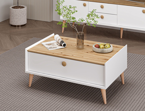 Mitra Coffee Table - White / Artisan