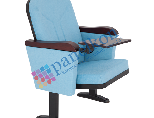 ROM CLOSED ARM CONFERENCE CHAIR WITH WOODEN ARMREST AND WRITING TABLE