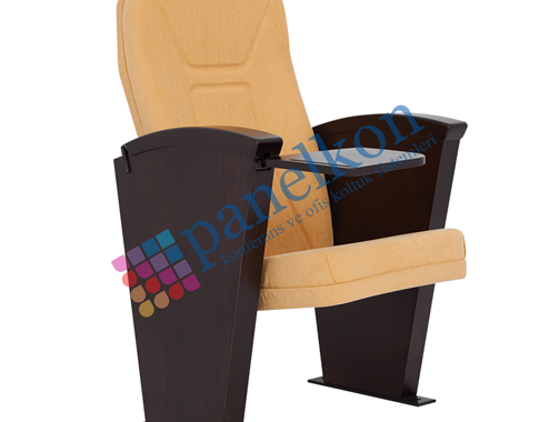 MARTIN LONG WOODEN ARM WITH RETRACTABLE TABLE, UPHOLSTERED BACK AND SEAT