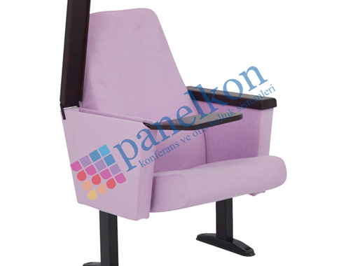 Planet Armrest Wooden Conference Chair with Retractable Writing Table, Upholstered Back and Seat