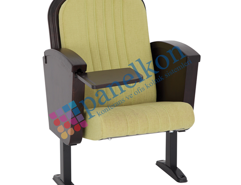 Happy Half Wooden Arm Conference Chair with Internal Pull-Out Writing Table and Wooden Seat