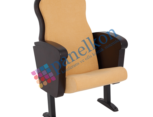 Half Wood Armrest with Upholstered Cushion and Knob on Top