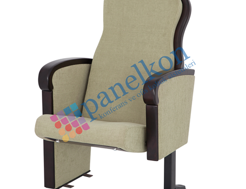  Mila Closed Arm, Wooden Armrest with Long Upholstered End of Row, and Wooden Backrest and Seat