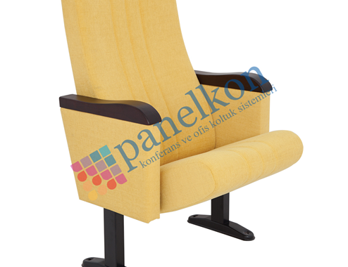 Ilgın wooden armrest, half wooden backrest, and upholstered seat