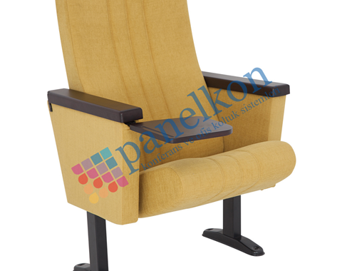 Ilgın wooden armrest chair with an internal foldable table, fully upholstered back and seat.