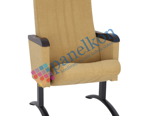 Ilgın Wooden-Top Armrest Chair with Half-Wooden Backrest and Upholstered Seat, Demountable Legs.