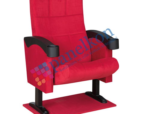 Ilgın Plastic Armchair with Cup Holder, Backrest, and Upholstered Seat Conference Chair