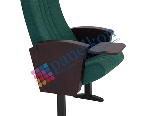 Ilgın Half Wooden Chair with Hidden Writing Tablet Upholstered Back and Seat