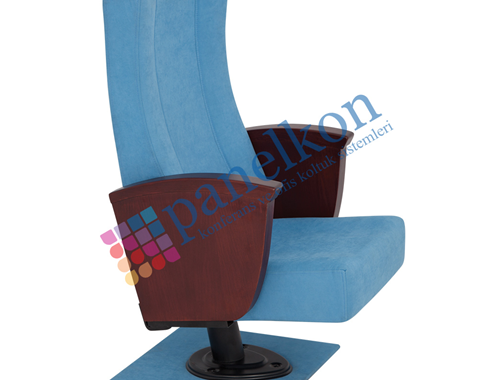 Ilgın Half Wooden Arm, Fixed Seat Single-Leg Upholstered Back and Seat Chair