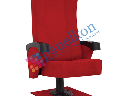  Ilgın Half Arm, Polyurethane Armrest with Cup Holder, Fixed Seat, Single-Leg Upholstered Back and Seat Chair