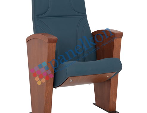 Kaşmir Long Wooden Arm Back Upholstered, Wooden Seat Chair