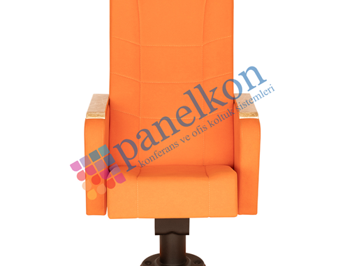 Vera, Upholstered Half Wood Arm, Polished Armrest, Long Polished Wooden Back, Upholstered Seat, Single Leg Spring Mechanism.