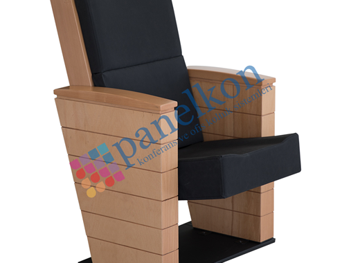 Wood Long Wooden Arm, Back Pull-Out Writing Table, Upholstered Seat Conference Chair