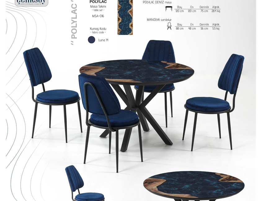 POLYLAC TABLE SET ROUND SEA