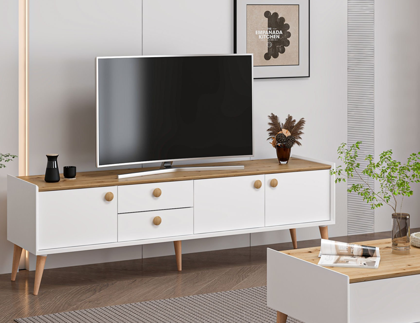 Mitra Tv Unit - White/Artisan