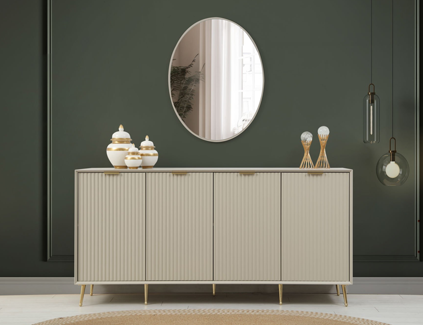 Kale Luxe Console & Mirror - Sandstone