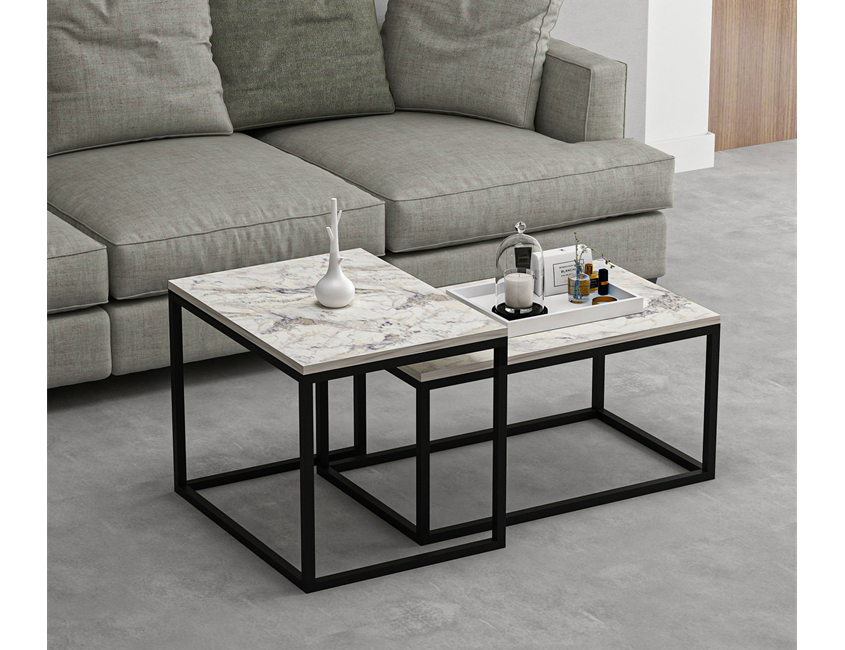 Minar Leka Modern Coffee Table (Metal Legs) - Fresya