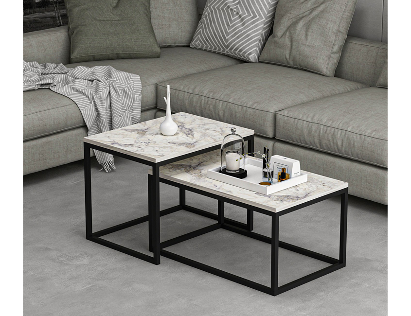 Minar Leka Modern Coffee Table (Metal Legs) - Fresya