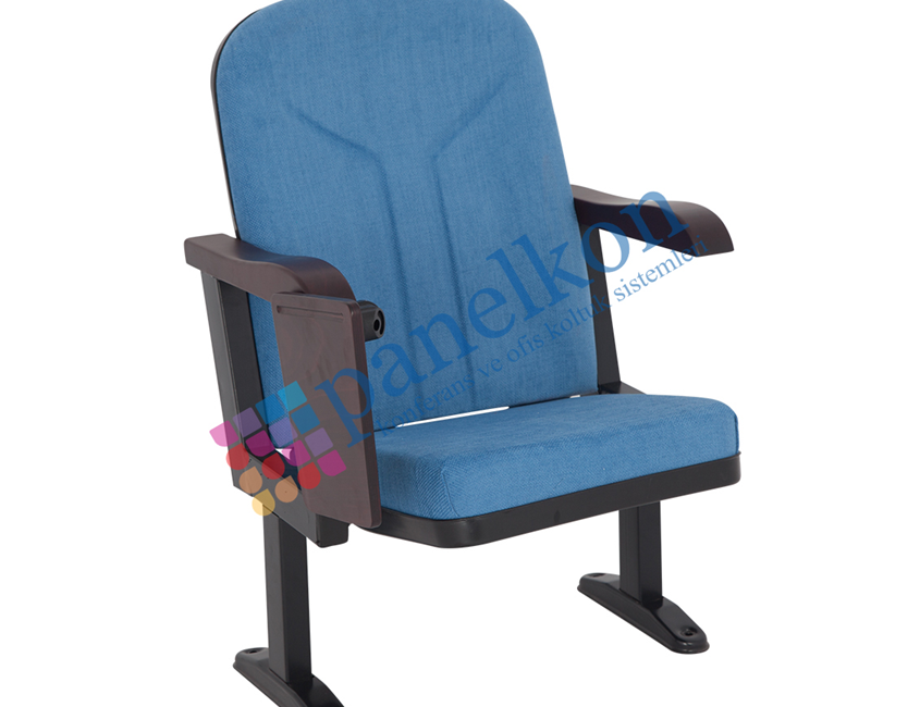 ROM OPEN ARM CONFERENCE CHAIR WITH WOODEN ARMREST AND WRITING TABLE