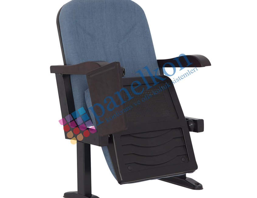 ROM OPEN ARM CONFERENCE CHAIR WITH WOODEN ARMREST AND WRITING TABLE