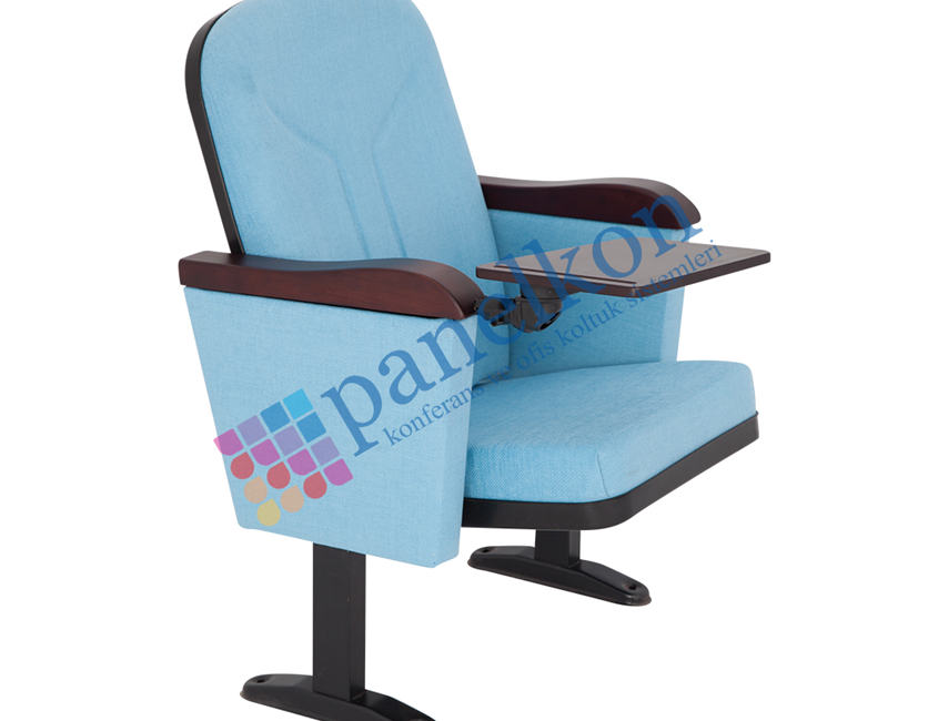 ROM CLOSED ARM CONFERENCE CHAIR WITH WOODEN ARMREST AND WRITING TABLE