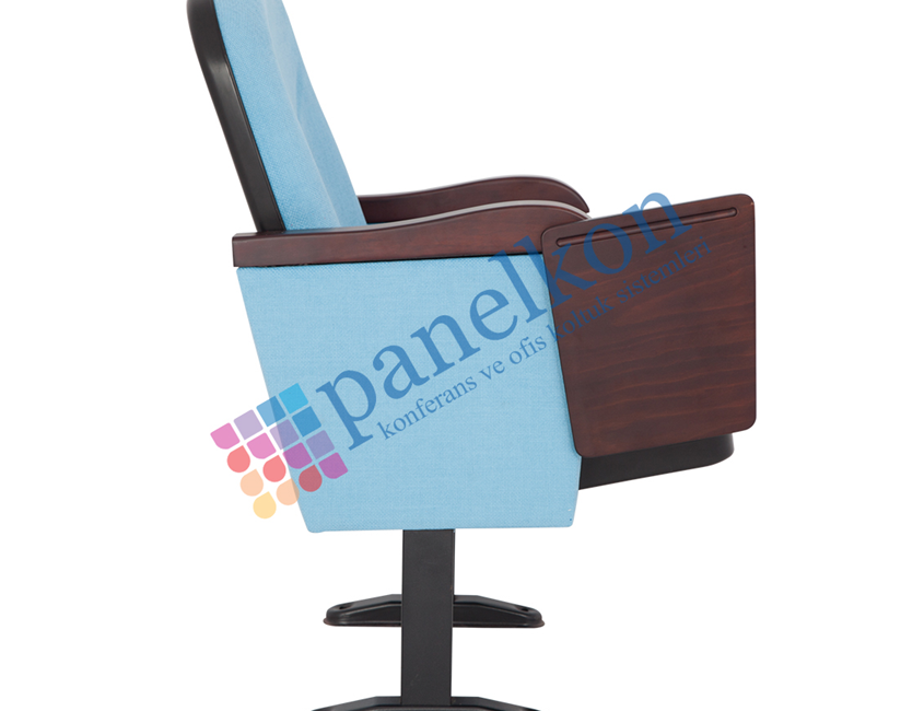 ROM CLOSED ARM CONFERENCE CHAIR WITH WOODEN ARMREST AND WRITING TABLE