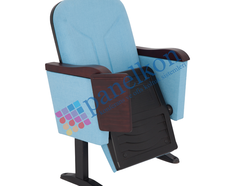 ROM CLOSED ARM CONFERENCE CHAIR WITH WOODEN ARMREST AND WRITING TABLE