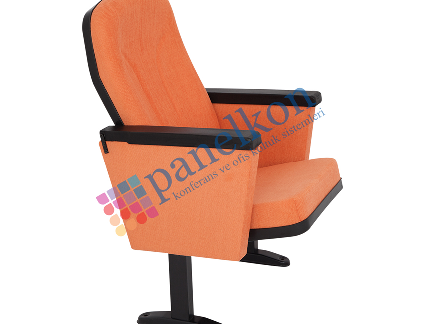 SILVER POLYURETHANE ARMREST AND TABLE CONFERENCE CHAIR WITH RETRACTABLE TABLE