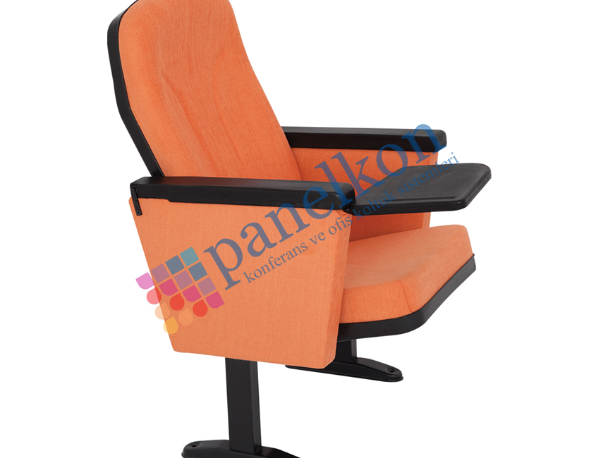 SILVER POLYURETHANE ARMREST AND TABLE CONFERENCE CHAIR WITH RETRACTABLE TABLE