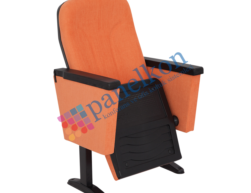 SILVER POLYURETHANE ARMREST AND TABLE CONFERENCE CHAIR WITH RETRACTABLE TABLE