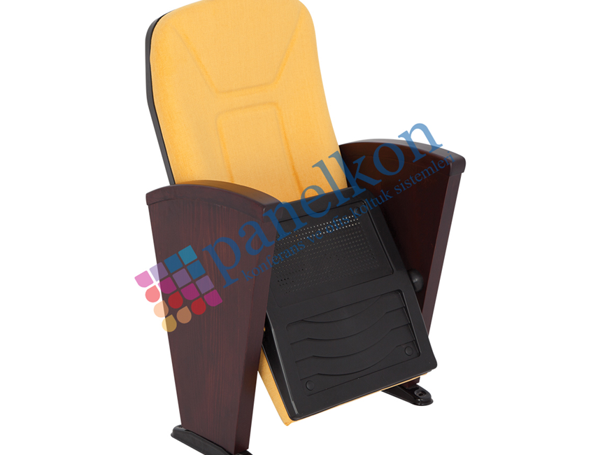 MARTIN LONG WOODEN ARM PLASTIC BACK AND SEAT CONFERENCE CHAIR.