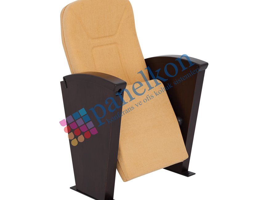 MARTIN LONG WOODEN ARM WITH RETRACTABLE TABLE, UPHOLSTERED BACK AND SEAT