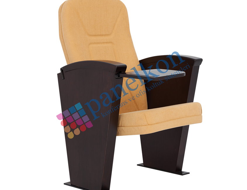 MARTIN LONG WOODEN ARM WITH RETRACTABLE TABLE, UPHOLSTERED BACK AND SEAT