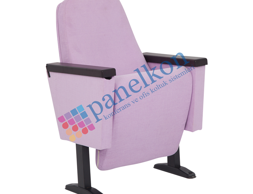 Planet Armrest Wooden Conference Chair with Retractable Writing Table, Upholstered Back and Seat