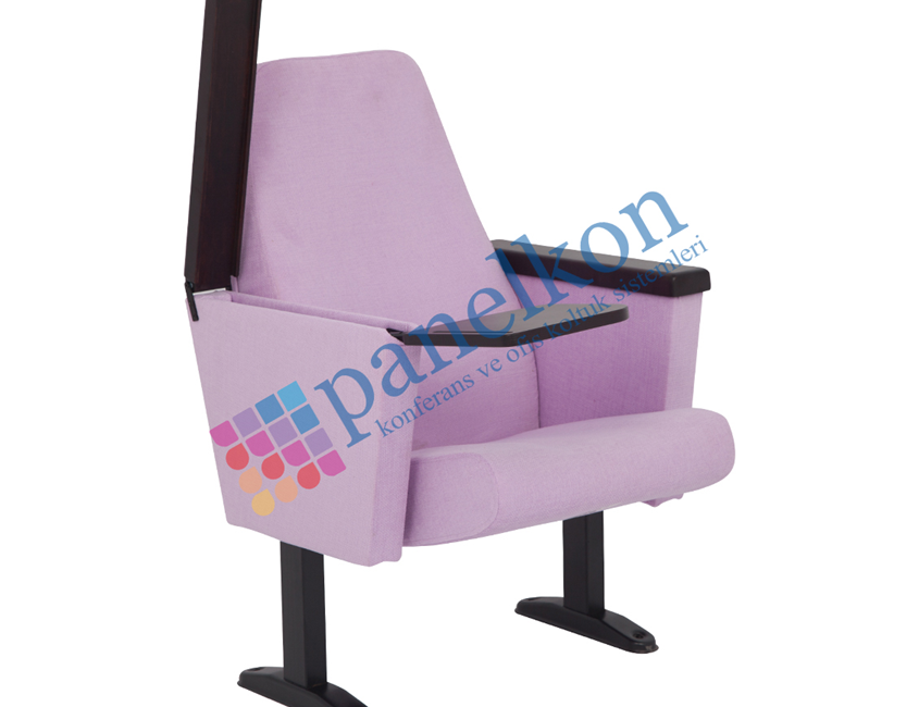 Planet Armrest Wooden Conference Chair with Retractable Writing Table, Upholstered Back and Seat