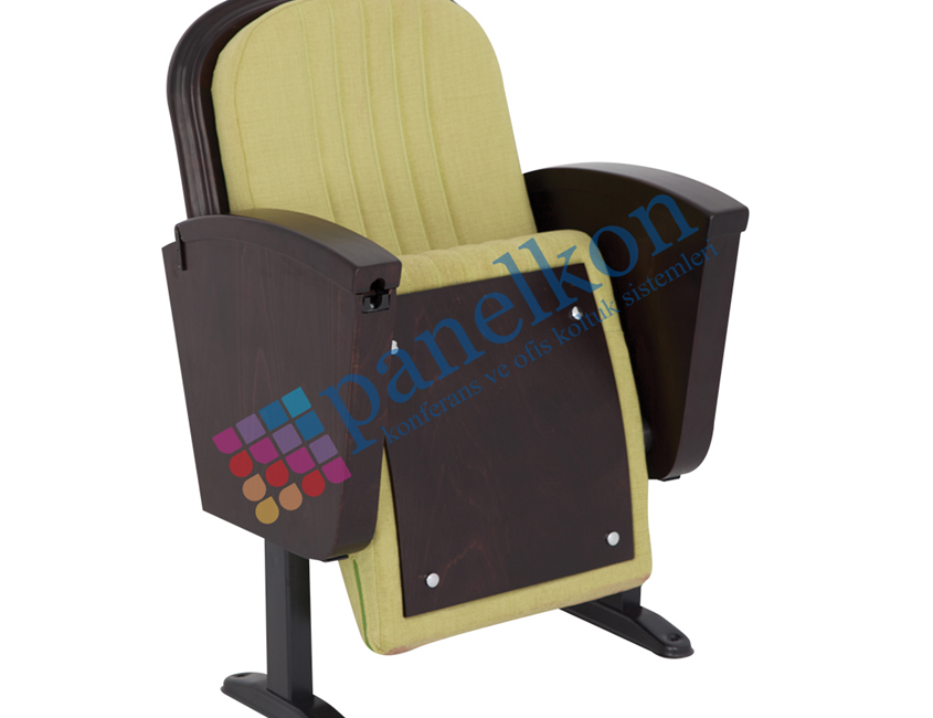 Happy Half Wooden Arm Conference Chair with Internal Pull-Out Writing Table and Wooden Seat