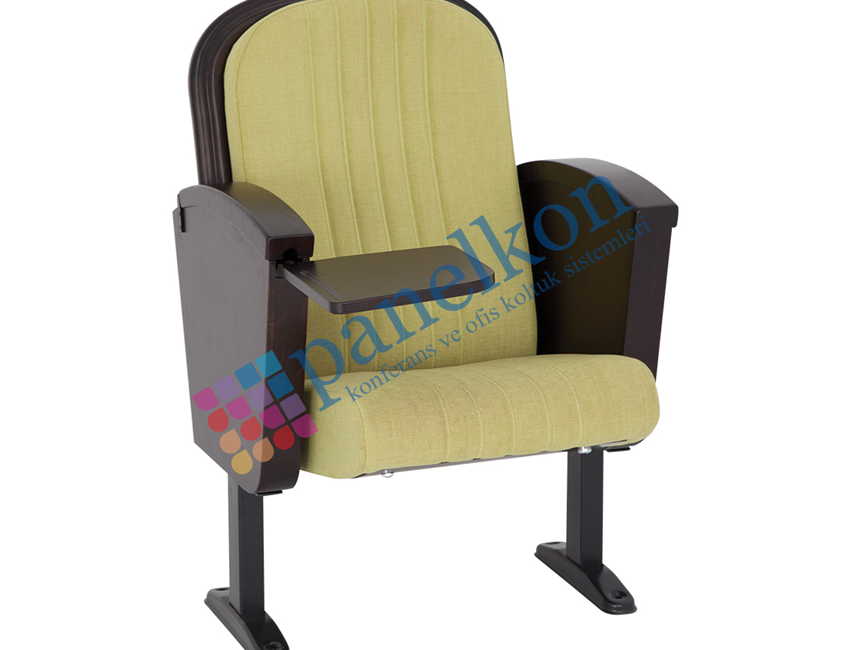 Happy Half Wooden Arm Conference Chair with Internal Pull-Out Writing Table and Wooden Seat