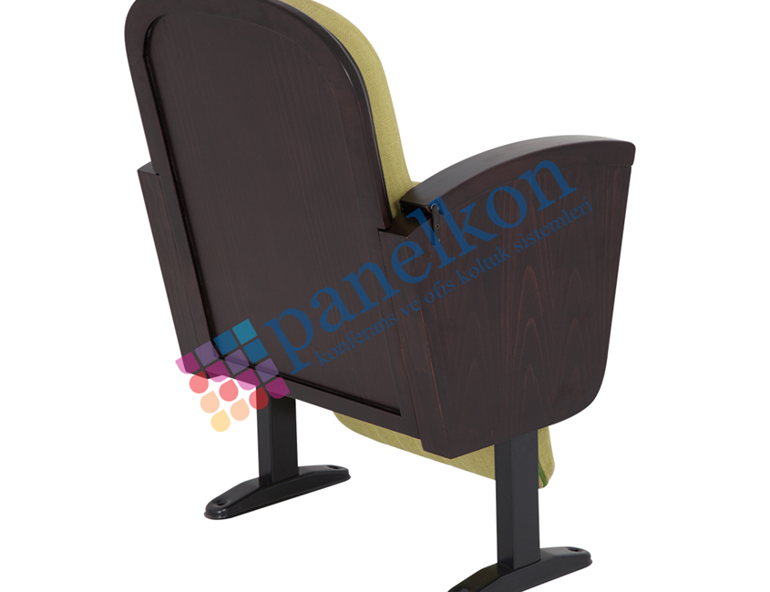 Happy Half Wooden Arm Conference Chair with Internal Pull-Out Writing Table and Wooden Seat