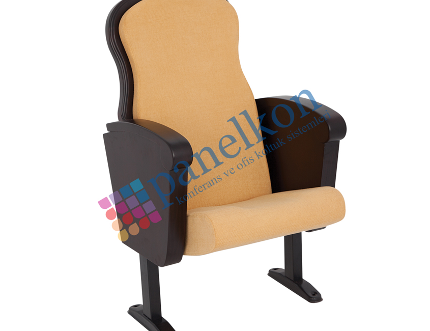 Half Wood Armrest with Upholstered Cushion and Knob on Top