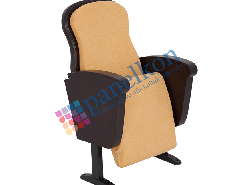 Half Wood Armrest with Upholstered Cushion and Knob on Top